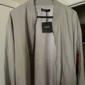 Shein Mens Grey Bomber Jacket